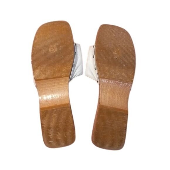 Lilly Pulitzer Size 10 Womens White Leather Wood Slide Sandals Made In Italy - Picture 10 of 10